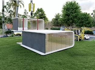 3Dプリントユニットを建築するようす　出展：Azure社